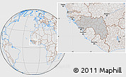 Gray Location Map of Guinea, lighten, desaturated