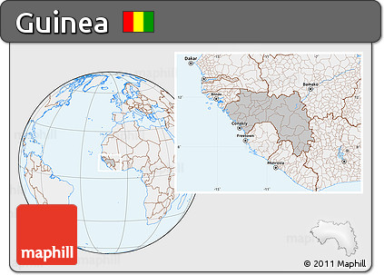 Gray Location Map of Guinea, lighten