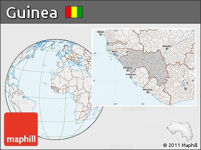 Gray Location Map of Guinea, lighten