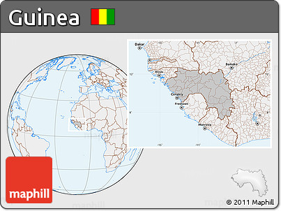 Gray Location Map of Guinea, lighten