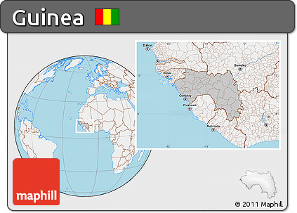 Gray Location Map of Guinea, lighten, land only