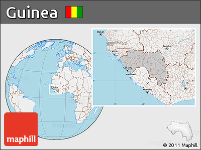 Gray Location Map of Guinea, lighten, land only