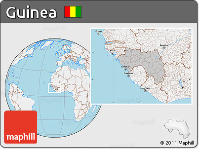 Gray Location Map of Guinea, lighten, land only