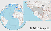 Gray Location Map of Guinea, lighten, land only