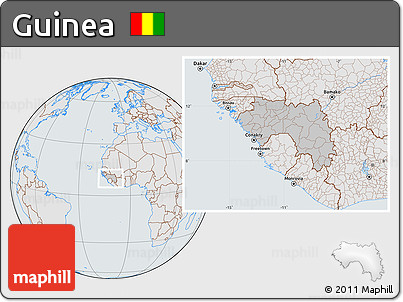 Gray Location Map of Guinea, lighten, semi-desaturated