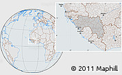Gray Location Map of Guinea, lighten, semi-desaturated