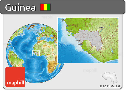 Gray Location Map of Guinea, physical outside