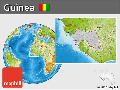 Gray Location Map of Guinea, physical outside