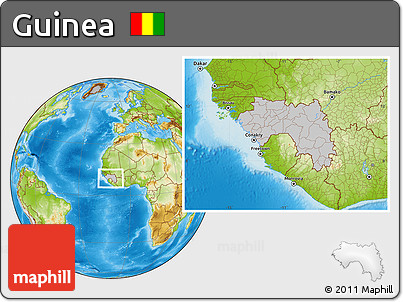 Gray Location Map of Guinea, physical outside