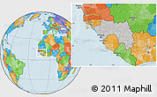 Gray Location Map of Guinea, political outside