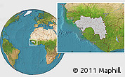 Gray Location Map of Guinea, satellite outside