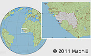 Gray Location Map of Guinea, savanna style outside
