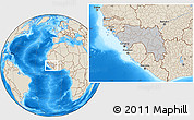 Gray Location Map of Guinea, shaded relief outside