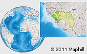 Physical Location Map of Guinea, lighten, desaturated, land only