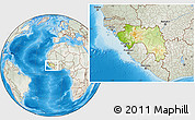 Physical Location Map of Guinea, lighten, semi-desaturated, land only