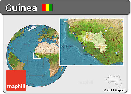 Physical Location Map of Guinea, satellite outside