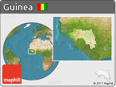 Physical Location Map of Guinea, satellite outside