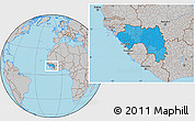 Political Location Map of Guinea, gray outside