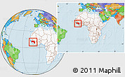 Political Location Map of Guinea, highlighted continent, within the entire continent