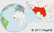 Political Location Map of Guinea, highlighted continent