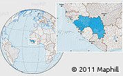 Political Location Map of Guinea, lighten, desaturated, land only