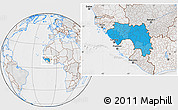 Political Location Map of Guinea, lighten, desaturated