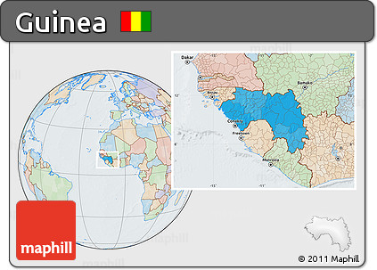 Political Location Map of Guinea, lighten