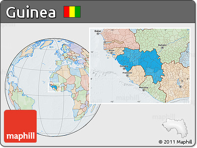 Political Location Map of Guinea, lighten