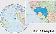 Political Location Map of Guinea, lighten, land only