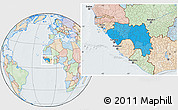 Political Location Map of Guinea, lighten