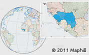 Political Location Map of Guinea, lighten, semi-desaturated