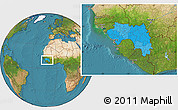 Political Location Map of Guinea, satellite outside