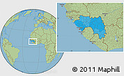 Political Location Map of Guinea, savanna style outside