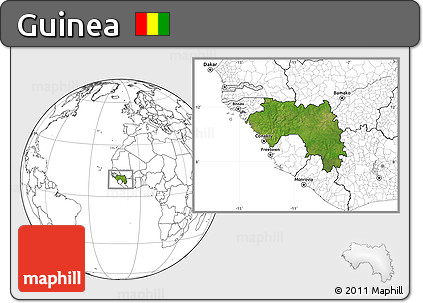 Satellite Location Map of Guinea, blank outside