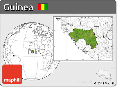 Satellite Location Map of Guinea, blank outside