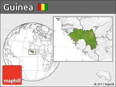 Satellite Location Map of Guinea, blank outside