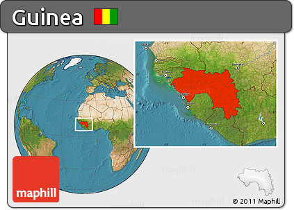 Satellite Location Map of Guinea