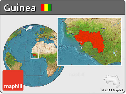 Satellite Location Map of Guinea