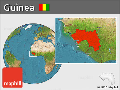 Satellite Location Map of Guinea