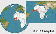 Satellite Location Map of Guinea, highlighted continent, within the entire continent