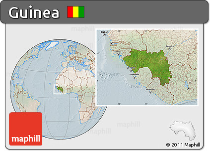 Satellite Location Map of Guinea, lighten