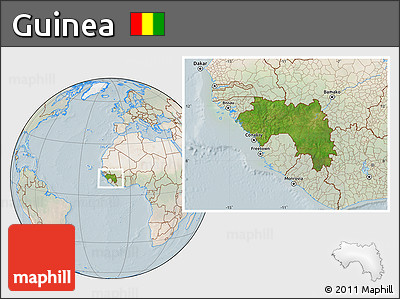 Satellite Location Map of Guinea, lighten