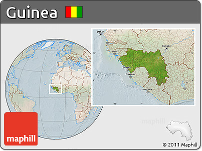 Satellite Location Map of Guinea, lighten