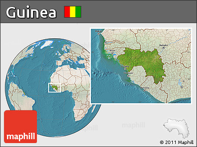 Satellite Location Map of Guinea, lighten, land only
