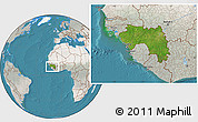 Satellite Location Map of Guinea, lighten, semi-desaturated, land only