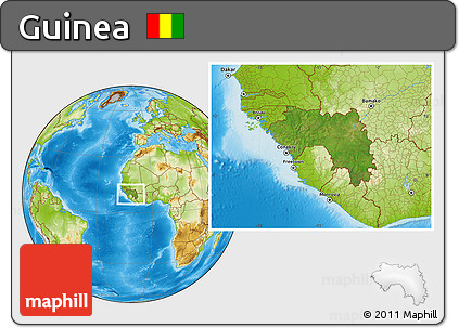 Satellite Location Map of Guinea, physical outside