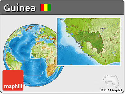 Satellite Location Map of Guinea, physical outside
