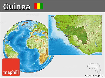 Satellite Location Map of Guinea, physical outside