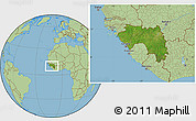 Satellite Location Map of Guinea, savanna style outside