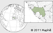 Savanna Style Location Map of Guinea, blank outside, hill shading inside